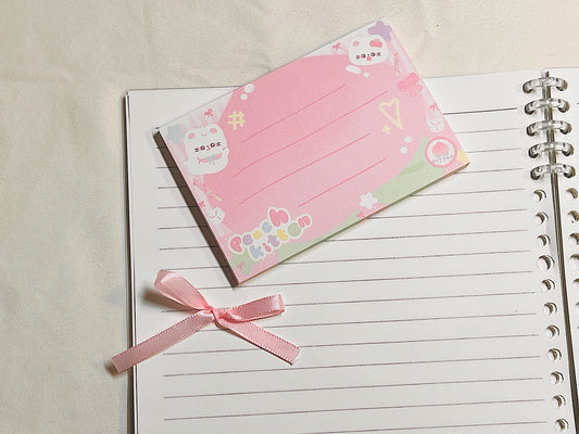 Peach Kitten Memo Pad
